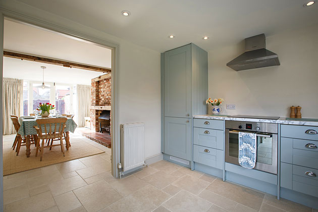 Flintstone Barn Cottage's kitchen looking to dining room