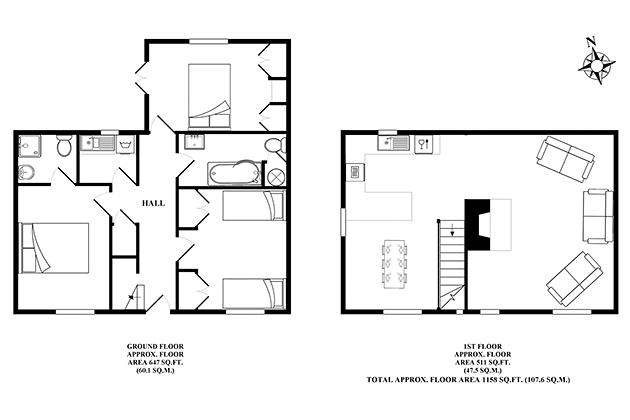 Old Flint Barn Cottage's floor plans